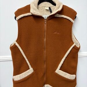 L.L. Bean Sherpa Fleece  Brown Women's Vintage Vest Size Medium